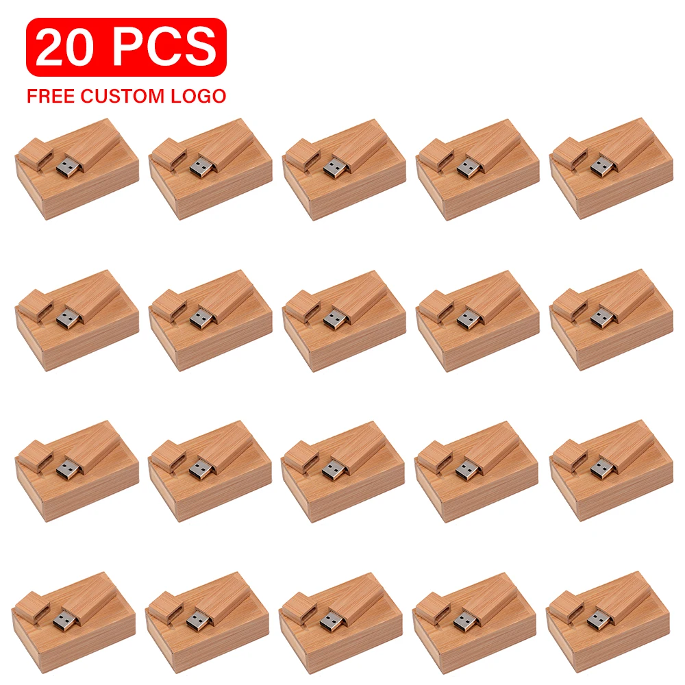 

JASTER 20pcs/Lot Wooden USB Flash Drive 2.0 Pendrive 4GB 8GB 16GB 32GB 64GB 128GB Memory Stick Free Customized logo Wedding gift