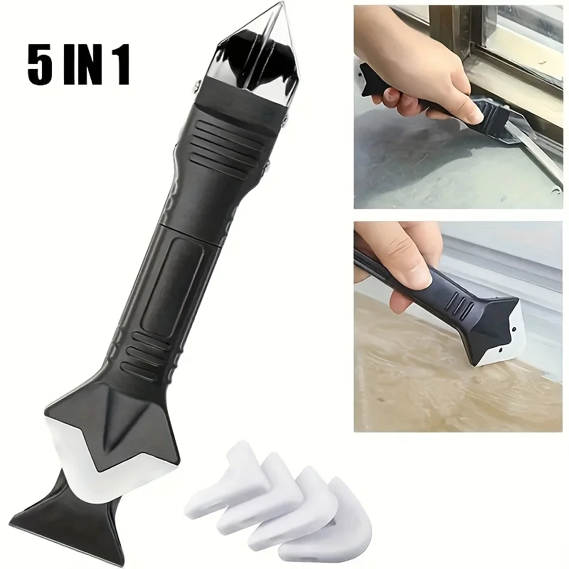 5 in 1 금속 스크레이퍼, 유리 접착제 스크레이퍼, 가장자리 다듬기 및 틈새 채우기 도구, 다기능 실리콘 스크레이퍼 1세트