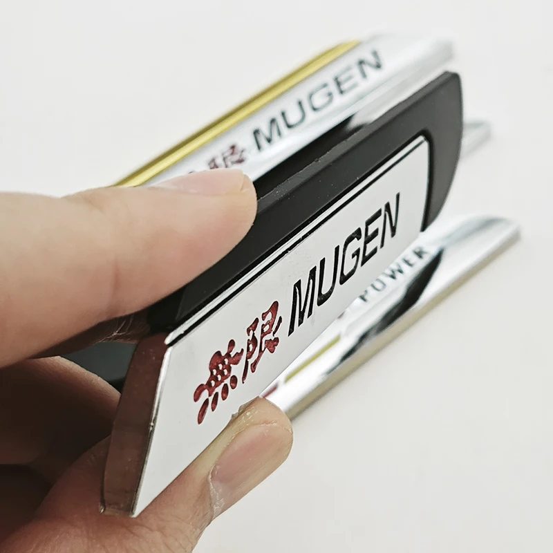 2개입 3D 메탈 자동차 스티커 양면 펜더 로고 무겐 리어 트렁크 엠블럼 데칼 자동차 액세서리