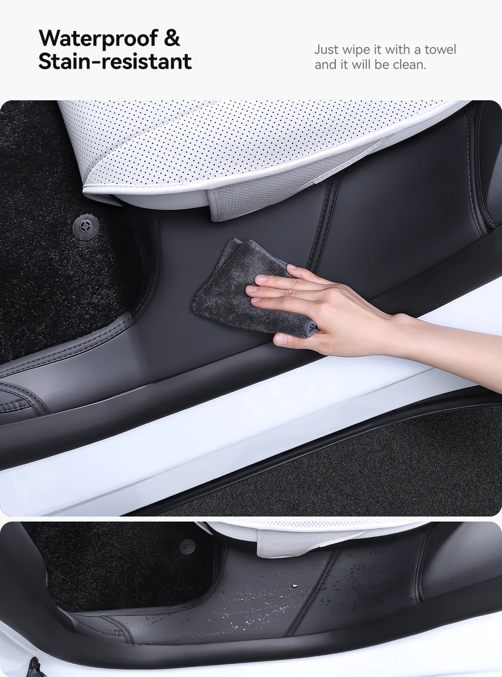 For Tesla Model Y 2025 Juniper Leather Trunk Mats Rear Seat Back Protector Pad F