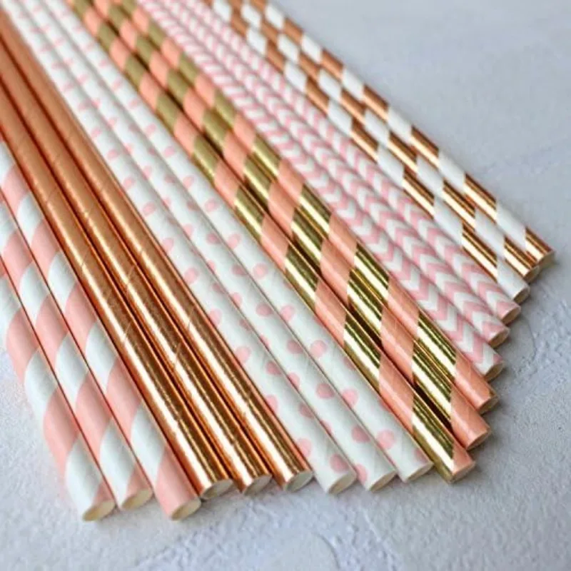 Disposable Paper Straws 150 Pieces Biodegradable Drinking Paper Straws