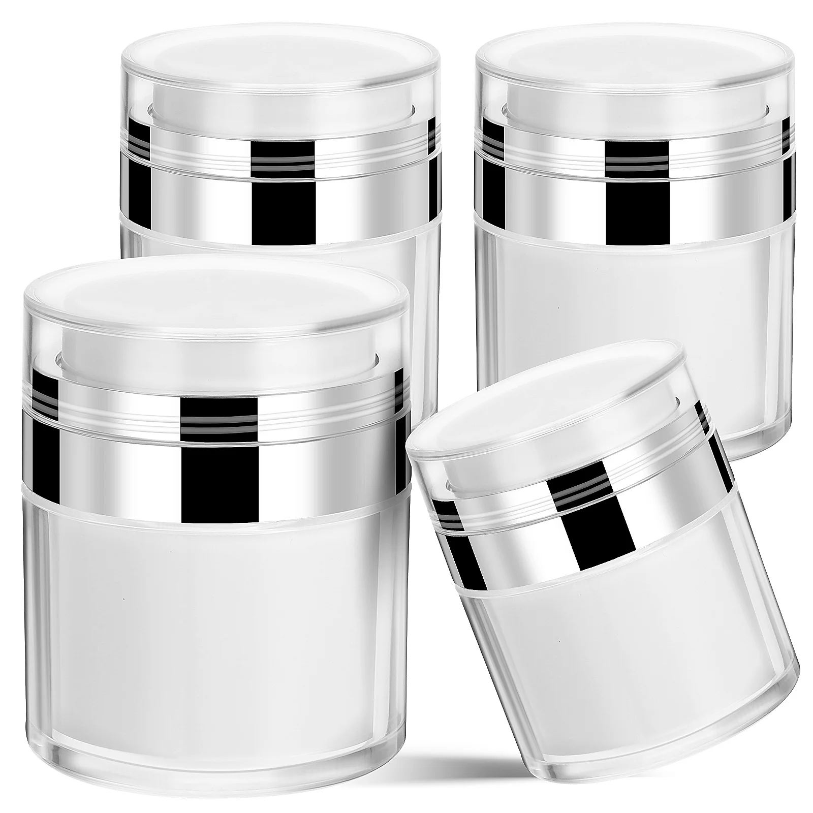

4 Pcs Vacuum Cream Jar Airless Pump Small Container Bottle Moisturizer with Empty Acrylic Jars for Lotions and Creams