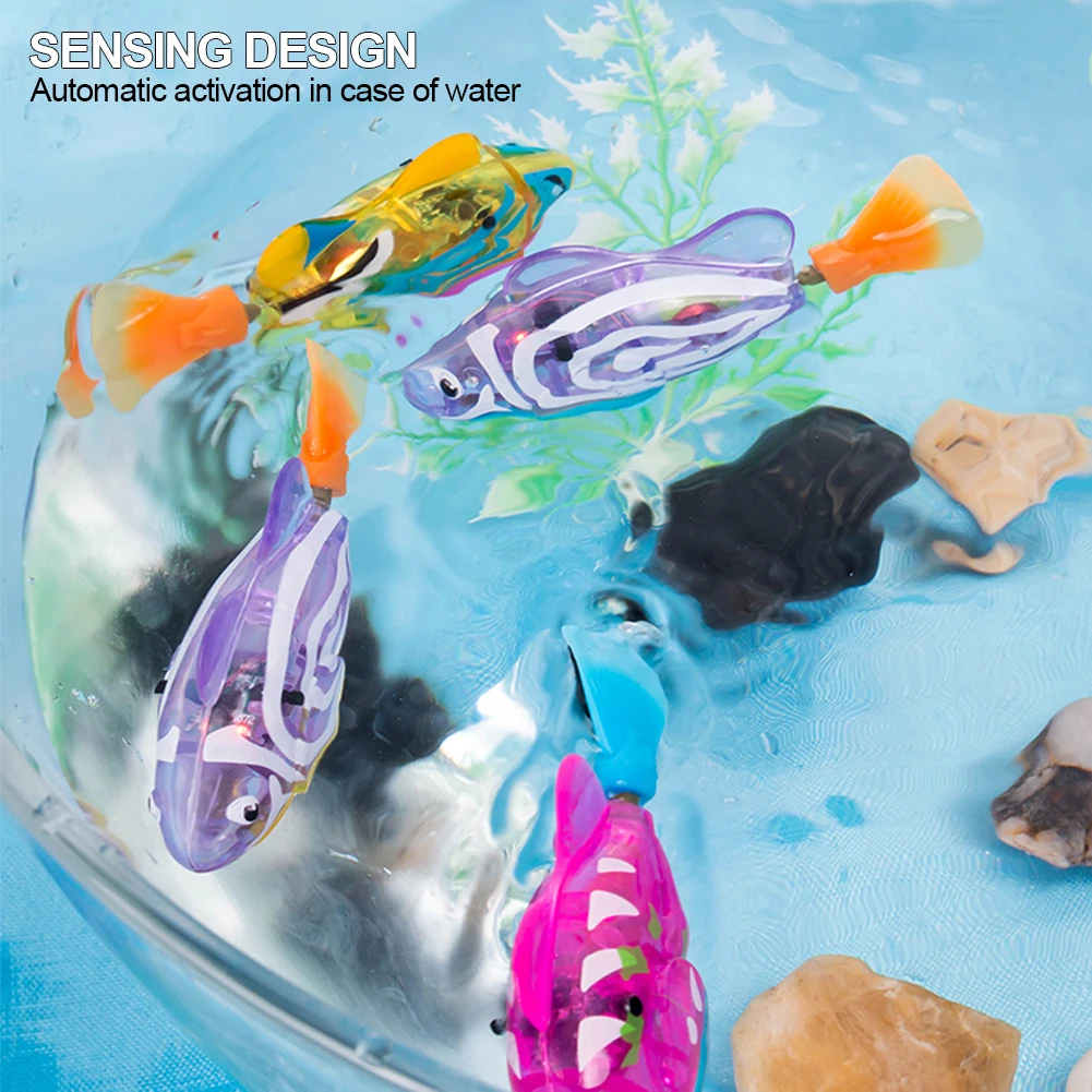 1/3/6/8 pcs Cat Toys Interactive Robot Fish LED Lighted Water Activated Cat Electric Swimming Fish Toy Kitten Cat Fish Toy With