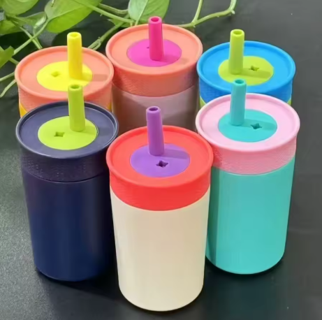 High-value Straw Cup Mixed Color Design Sense Stainless Steel Vacuum Insulation Cup Mini Portable Coffee Cups