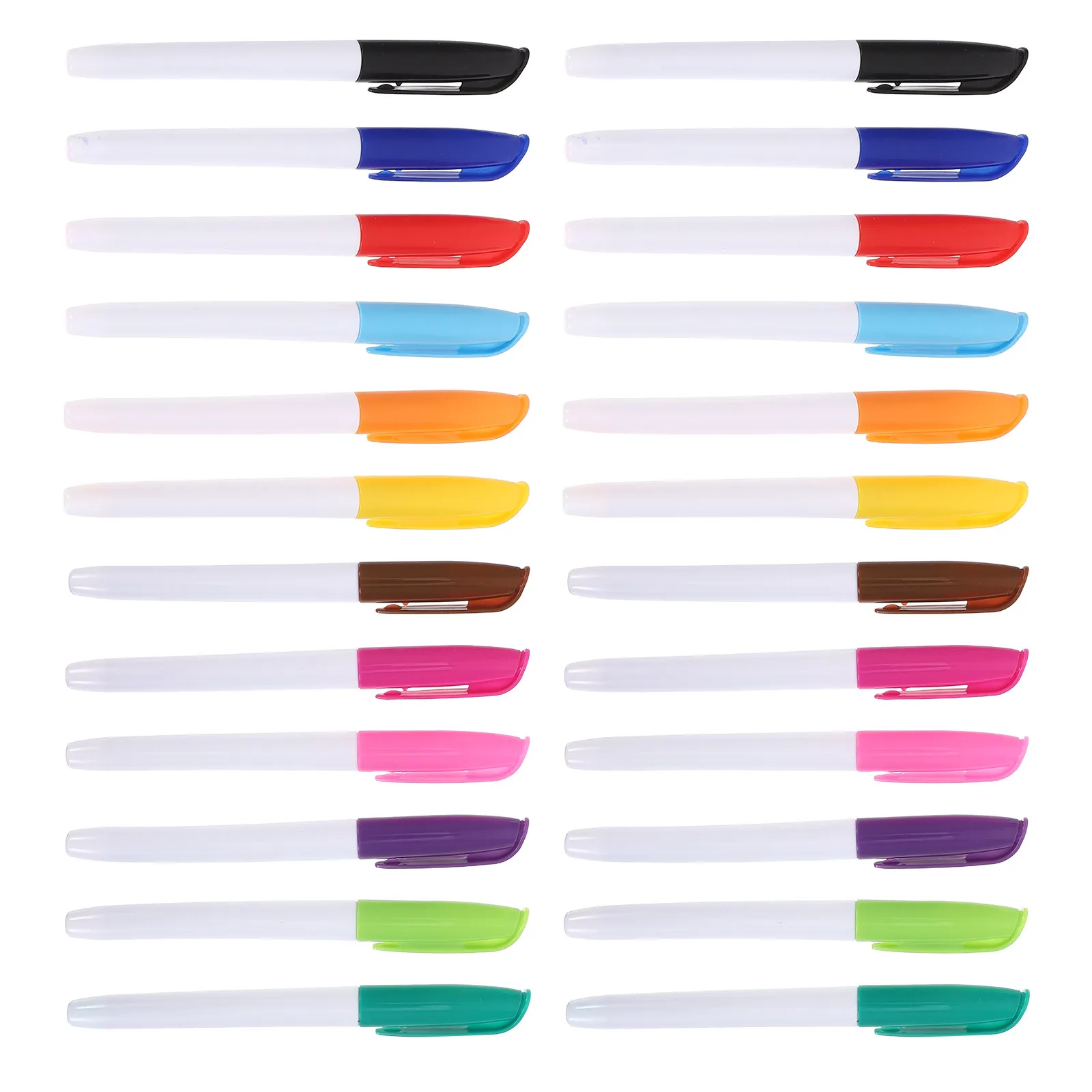 24Pcs 파인 포인트 다채로운 건식 지우기 마커 빠른 건조 오래 지속되는 잉크 교실 학교 사무실 화이트 보드 펜 메모 작성 도구