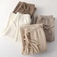 Women Merino Wool Knitted Wide Leg Pants Autumn Winter Basic Soft Warm Cashmere Knit Trousers Casual Simple Style Korean - Image 6