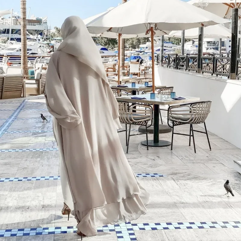 Ramadan Eid Mubarak Chiffon Open Abaya Kimono Dubai Turkey Islam Kaftan Muslim Dress Clothes Abayas For Women Robe Femme Caftan