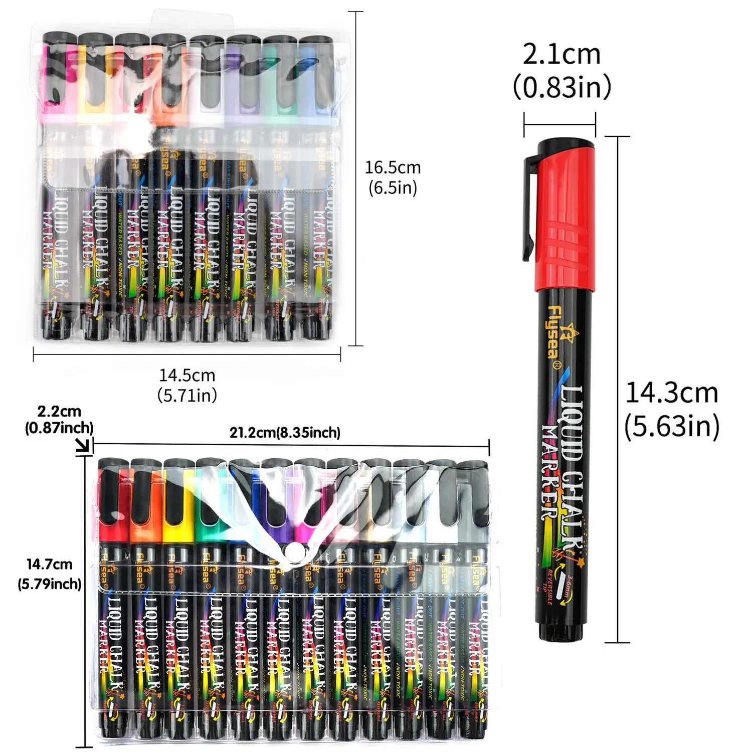 12 Stück/Set Flüssigkreidemarker, abwischbar, für LED-Schreibtafeln, Glasfenster, Kunst, 12 Farben, 3 mm bis 6 mm Spitze – Detail 2