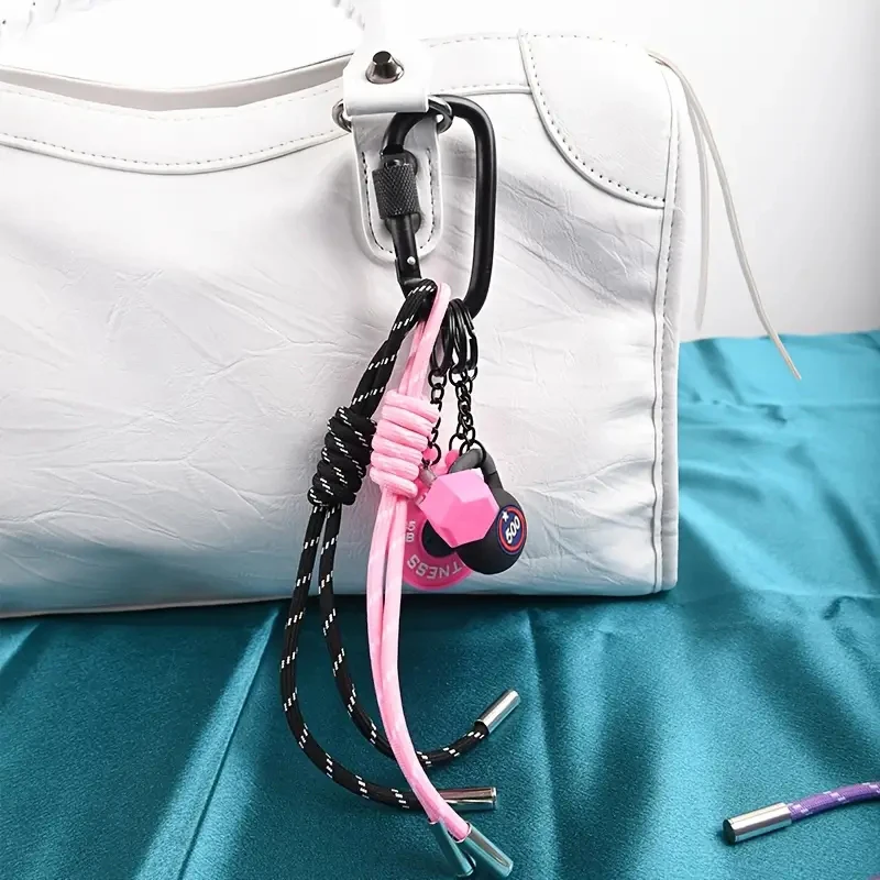 Mini Barbell Plates Key Chain Rectangular Buckle Water Cups Simulation Dumbbells Keyring Creative Bag Charm