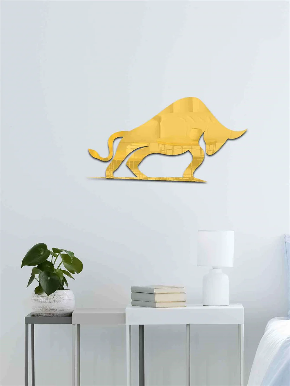 3D Mirror Wall Sticker Self-Adhesive Big Dog Little Cattle Art Mirror Decals DIY Background Living Room Decoration Wall Stickers