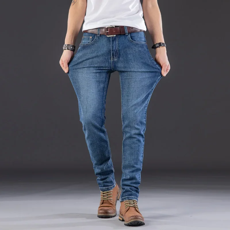 

Brand Men Jeans Slim Fit Skinny Denim Jeans Famous Designer Elastic Straight Jeans Stretch Trousers Jeans for Men
