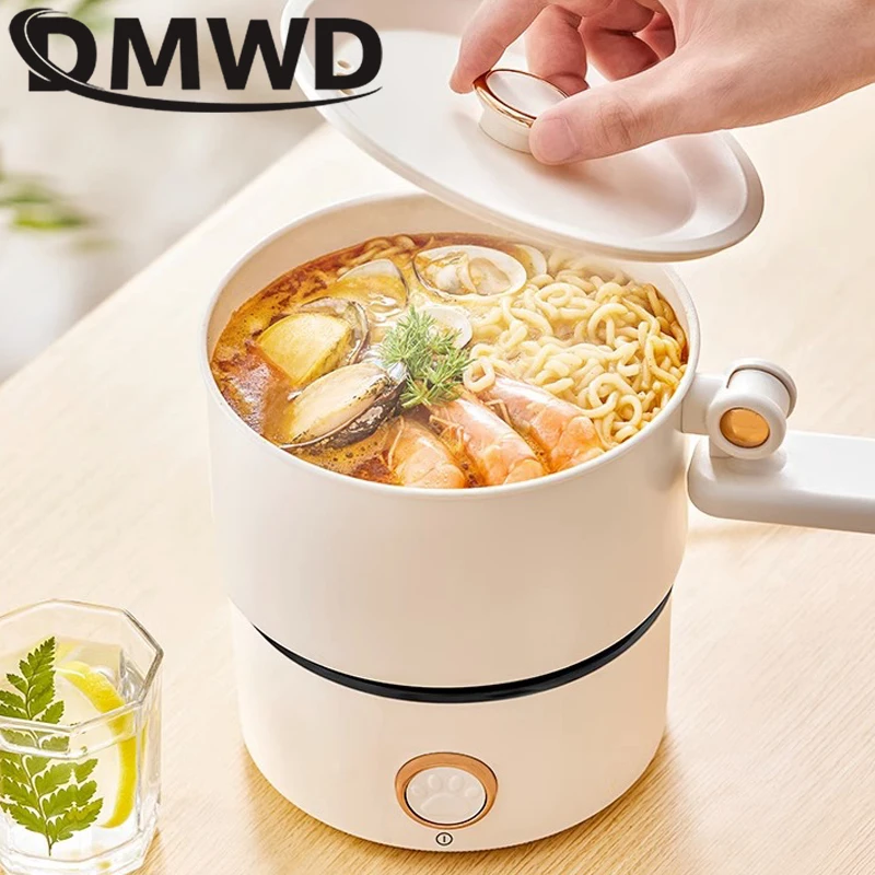 110V-240V Electric Split Cooking Pot Foldable Multicooker Frying Pan Hotpot Food Steamer Rice Cooker Soup Maker Boiler For Trave