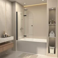35" W x 55" H Bathtub Shower Door. 1/4" Easy Clean Tempered Glass Frameless Tub Door. 180° Rotatable Bi-Folding Shower Doors 1