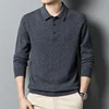 100% Wool Fashion Polo Sweater Men Top 2024 Winter Men Clothers Swethers Clothing Luxury Korean Vintage Simple Knitted Pullover 1