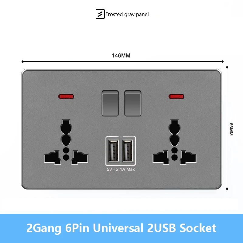 2Gang 6Pin 2USB