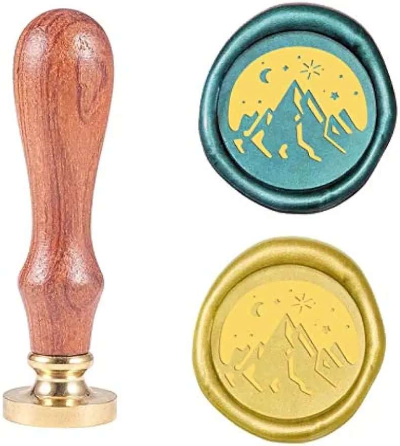 

1PC Mountain Fireworks Sealing Wax Stamps Retro Brass Stamp Wax Seal 25mm Removable Brass Heads for Embellishment of Cards