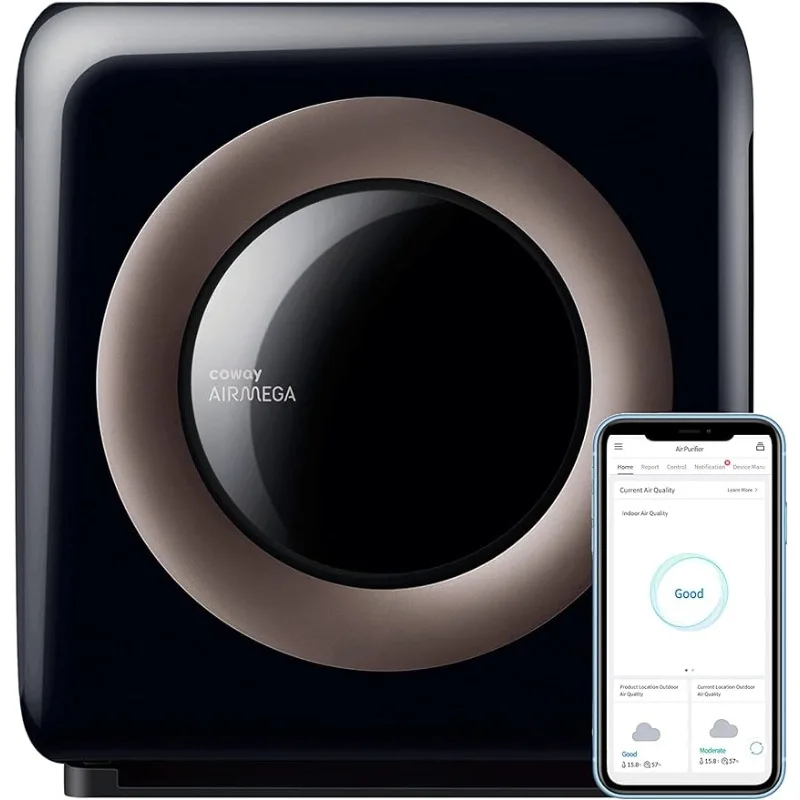 

Coway Airmega AP-1512HHS App-Enabled Smart Technology, Compatible True HEPA Air Purifier, Black/Bronze