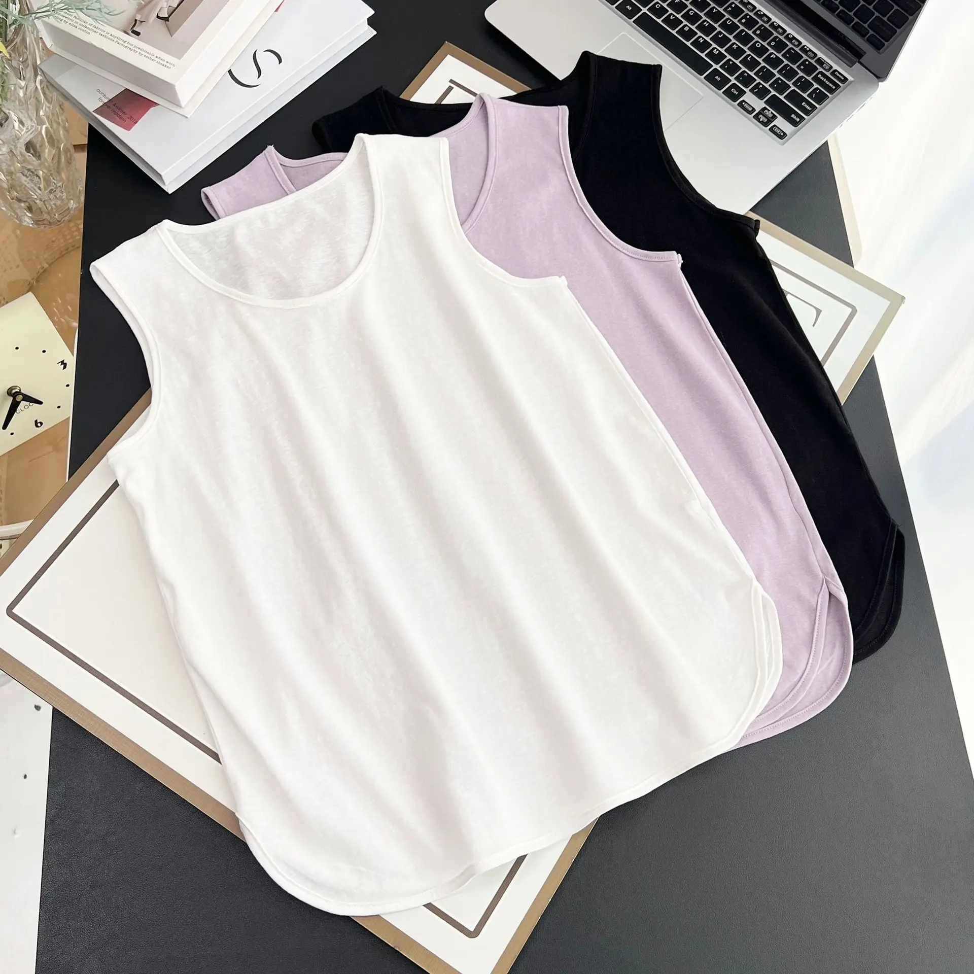 Summer New Plus Size Tank Top Women's Clothing Simple Casual Retro Thin Snowflake Cool Cotton Sleeveless Vest 100KG 2511