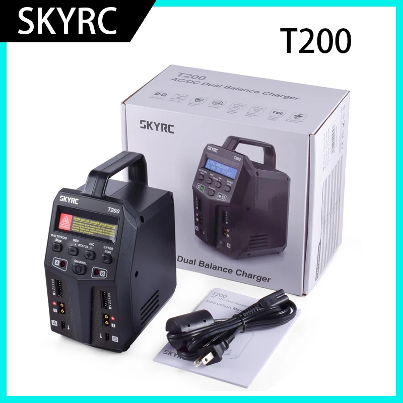 SkyRC T200 Caricabatterie Doppio 100W X2 – Per LiPo, LiFe, NiMH, Pb, Input 100-240V, Con Bilanciatore - 3