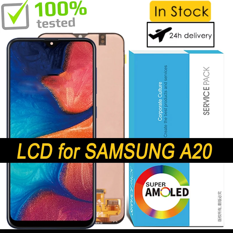 100% протестированный Новый OLED экран 6 4 дюйма для Samsung Galaxy A20 A205 SM-A205F ЖК-дисплей