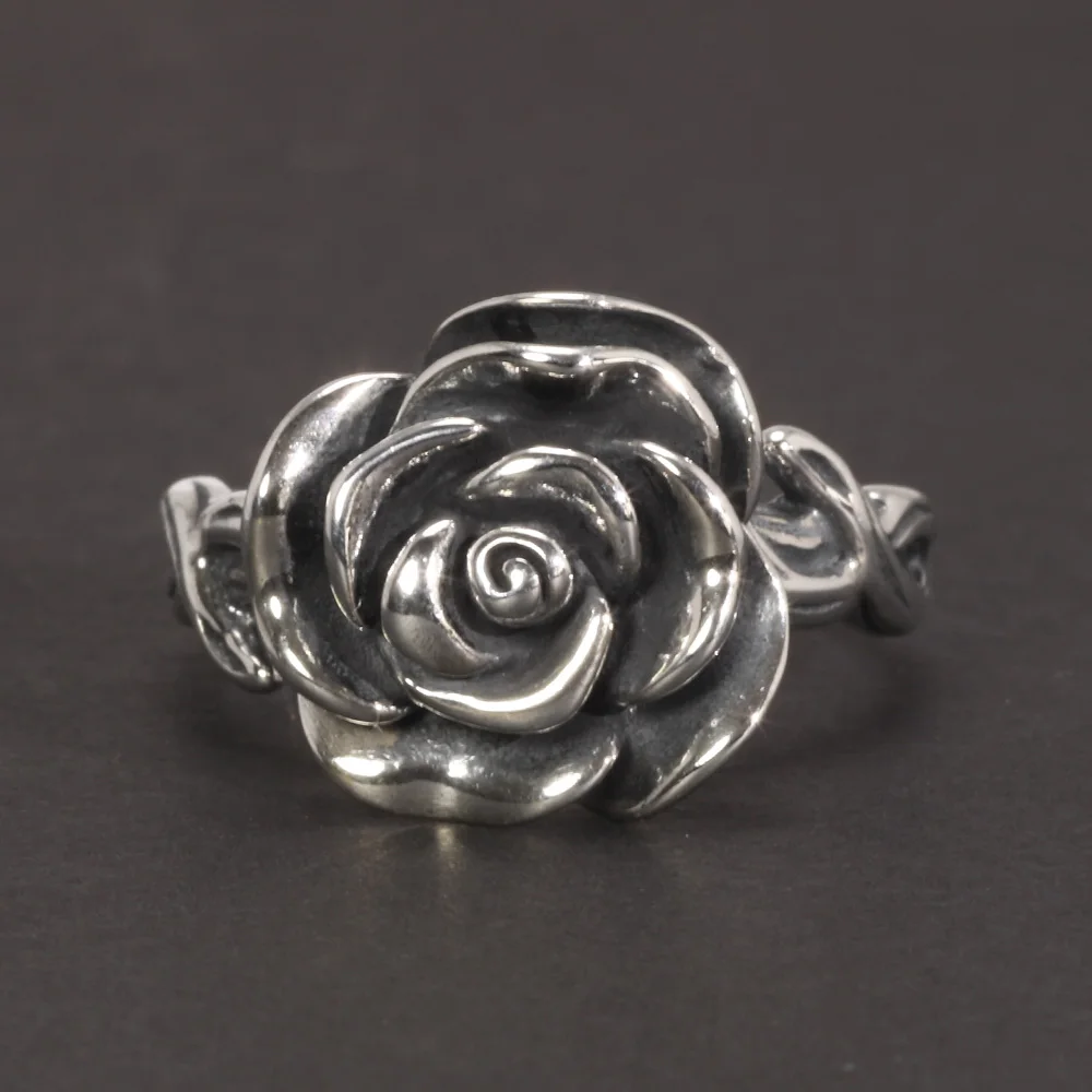 ヴィンテージ！Silver 3D Rose Flower リング ヴィンテージ！Silver 3D Rose Flower リング ヴィンテージ！Silver 3D