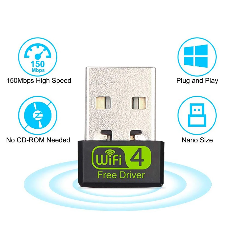Adattatore Wifi Usb 150Mbps Mini Usb2.0 Dongle Di Rete Wireless Driver Cd Gratuito Ricevitore Wi-Fi Per Win/Vista/Linux Desktop/Laptop