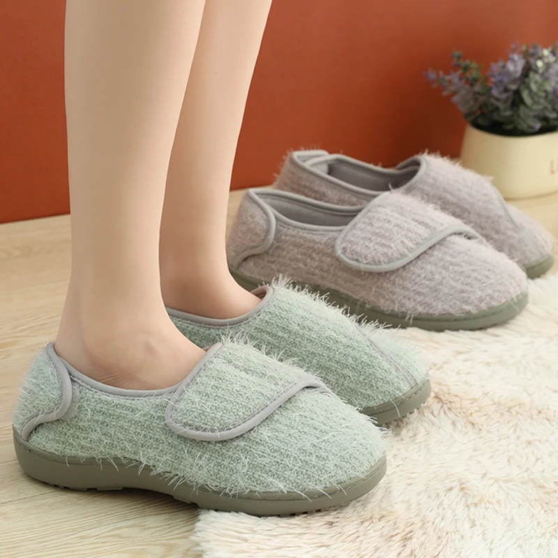 

Comwarm Flully Plush Slippers For Women Winter Warm Cotton Shoes For Pregnant Indoor Casual Elderly Slippers Home Anti-slip Shoe