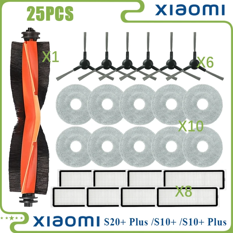 Premium Accessories Kit for Xiaomi Robot Vacuum – Main Roller, Side Brush, HEPA Filter, and Mop Cloth