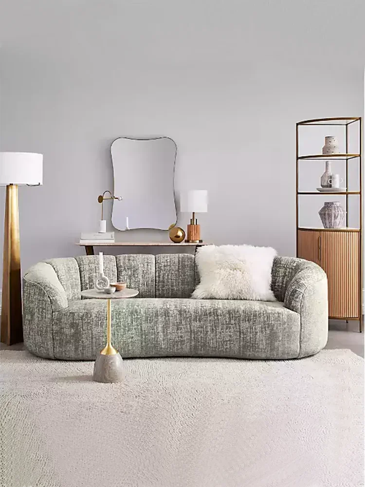 

Spot technology cloth arc simple modern European double three-person sofa