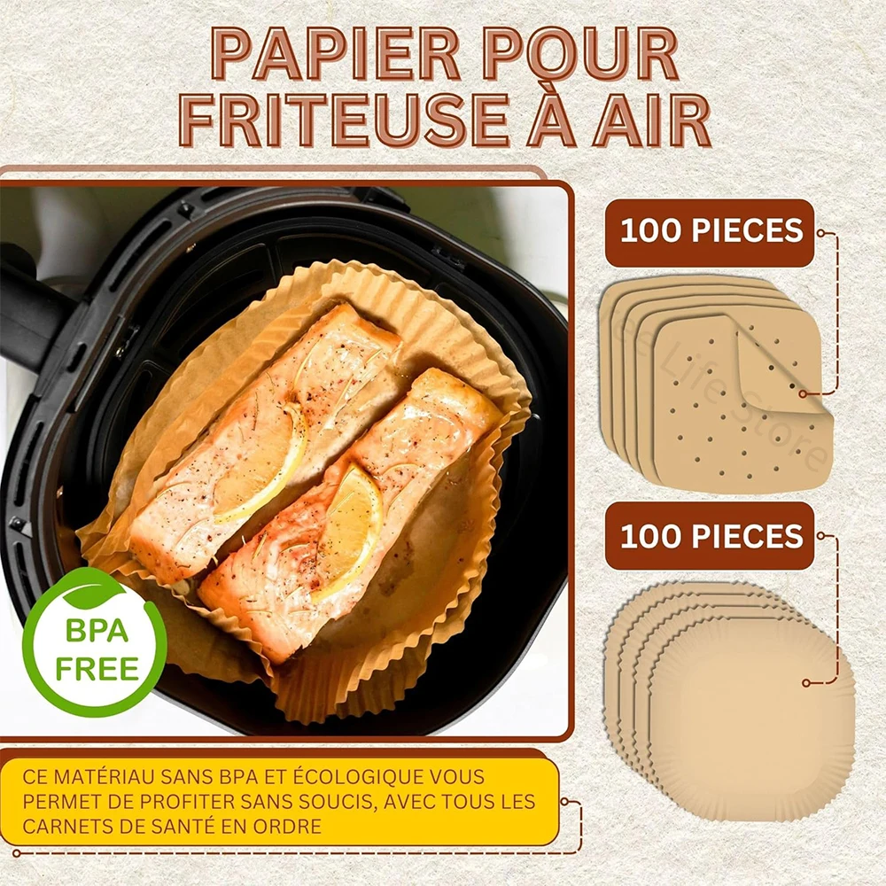 Fogli Di Carta Forno Per Friggitrice Ad Aria – 125 Pezzi, 20,3 Cm, Antiaderenti E Resistenti All’Olio, Ideali Per Microonde E Forno - 4