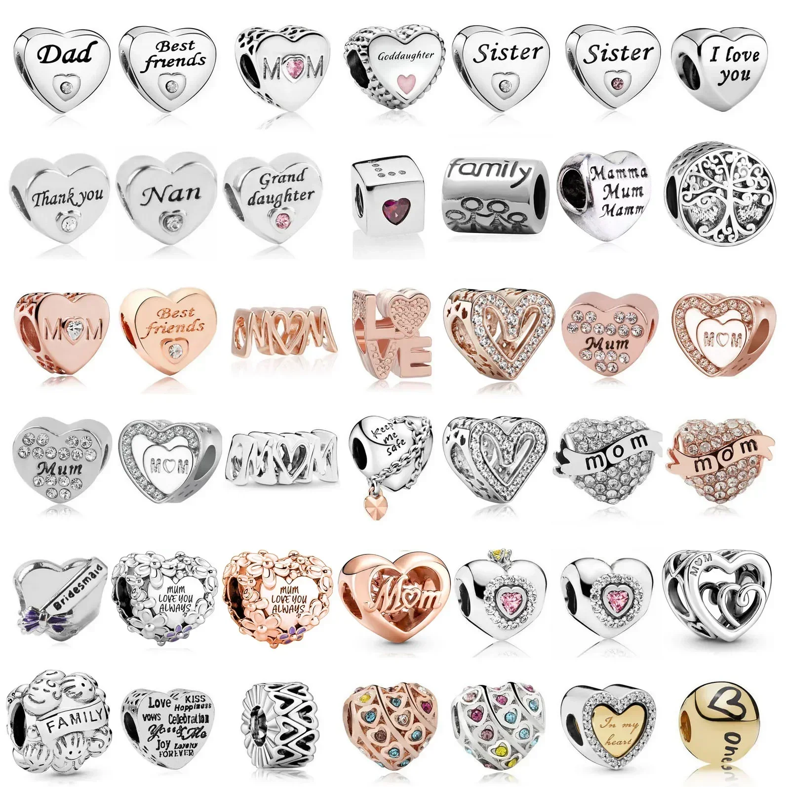Beads for Jewelry Making Love Dad Nan Mom Sister Best Friends Beads Fits Pandora Charm Bracelet&Bangle DIY Women Jewelry Making