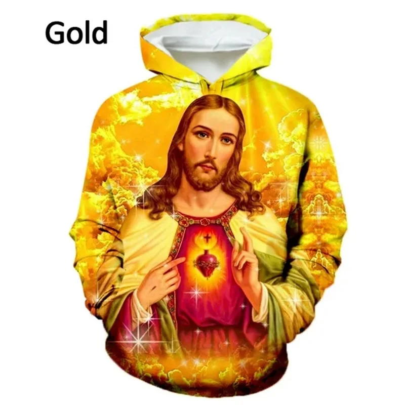 thumbnail image 1 of Sudadera con capucha y sudaderas con estampado 3D de la cruz de la fe cristiana para hombres y mujeres, sudadera informal con capucha y gráfico de Dios Jesús, 1 of 5