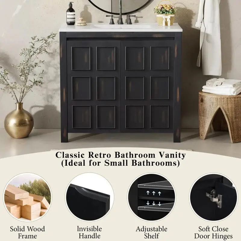 72" Espresso Double‑Sink Bathroom Vanity Set 5