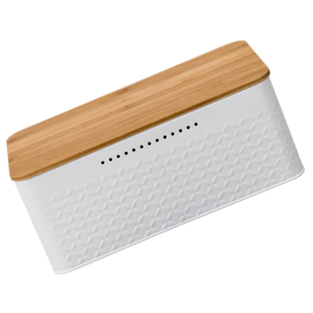 

Containers for Food Bread Box Metal Storage Organizer Holder Kitchen Counter Household White