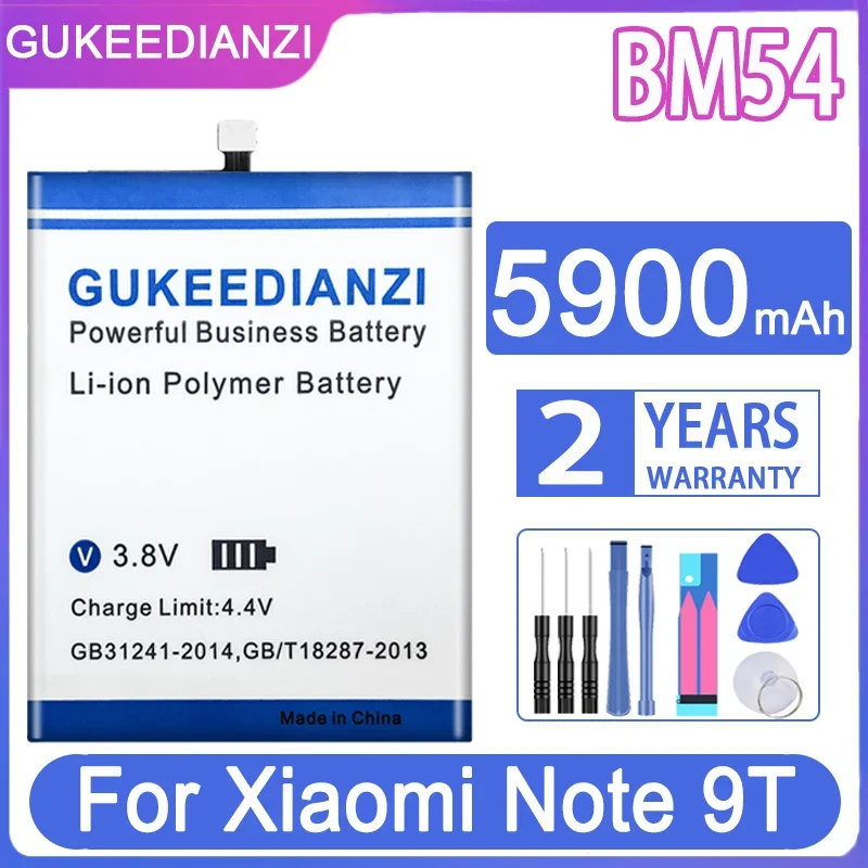 

Сменный аккумулятор GUKEEDIANZI BM54 BM 54 5900 мАч для Xiaomi Note 9T MTK 800U мобильный телефон