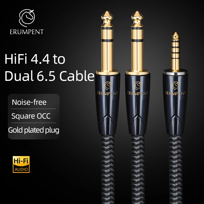 하이파이 4.4-듀얼 6.5 케이블 고품질 사각 OCC 이중 차폐 밸런스드 4.4mm 잭-듀얼 6.5mm TRS 잭 오디오 케이블