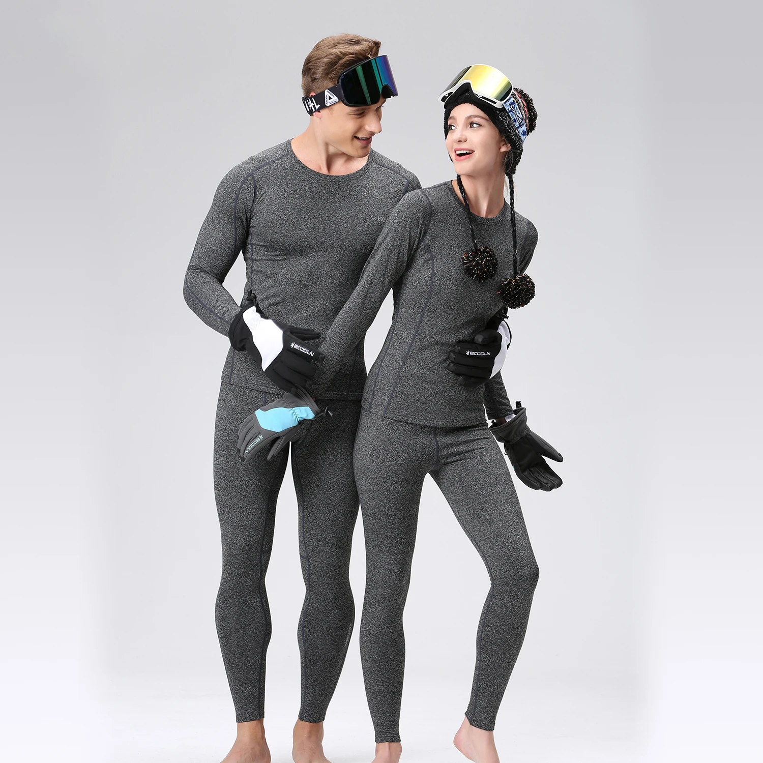 Ensemble Thermique ESDY Long Johns – Haut + Bas – Couche De Base Homme – Army – Ski Randonnée