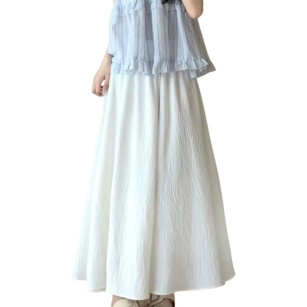Ice Silk Ice Silk Wide Leg Pants Skirt Solid Color Korean Style Wide Leg Pants for Women High Waist White Black