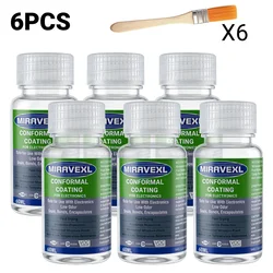Clear Waterproof Insulating Varnish for Electronic Circuit Board Protection with Fast - Dry Formula and Application Brush (6PCS)