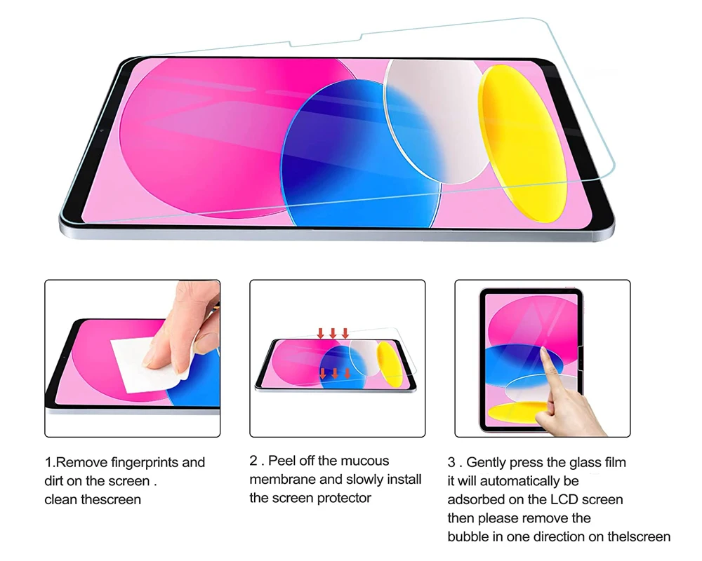 2PCS Screen Protector For iPad 10th 2022 10.9'' ipad 10 A2757 A2777 A2696 Protective Film Anti Scratch Clear Tempered Glass 4