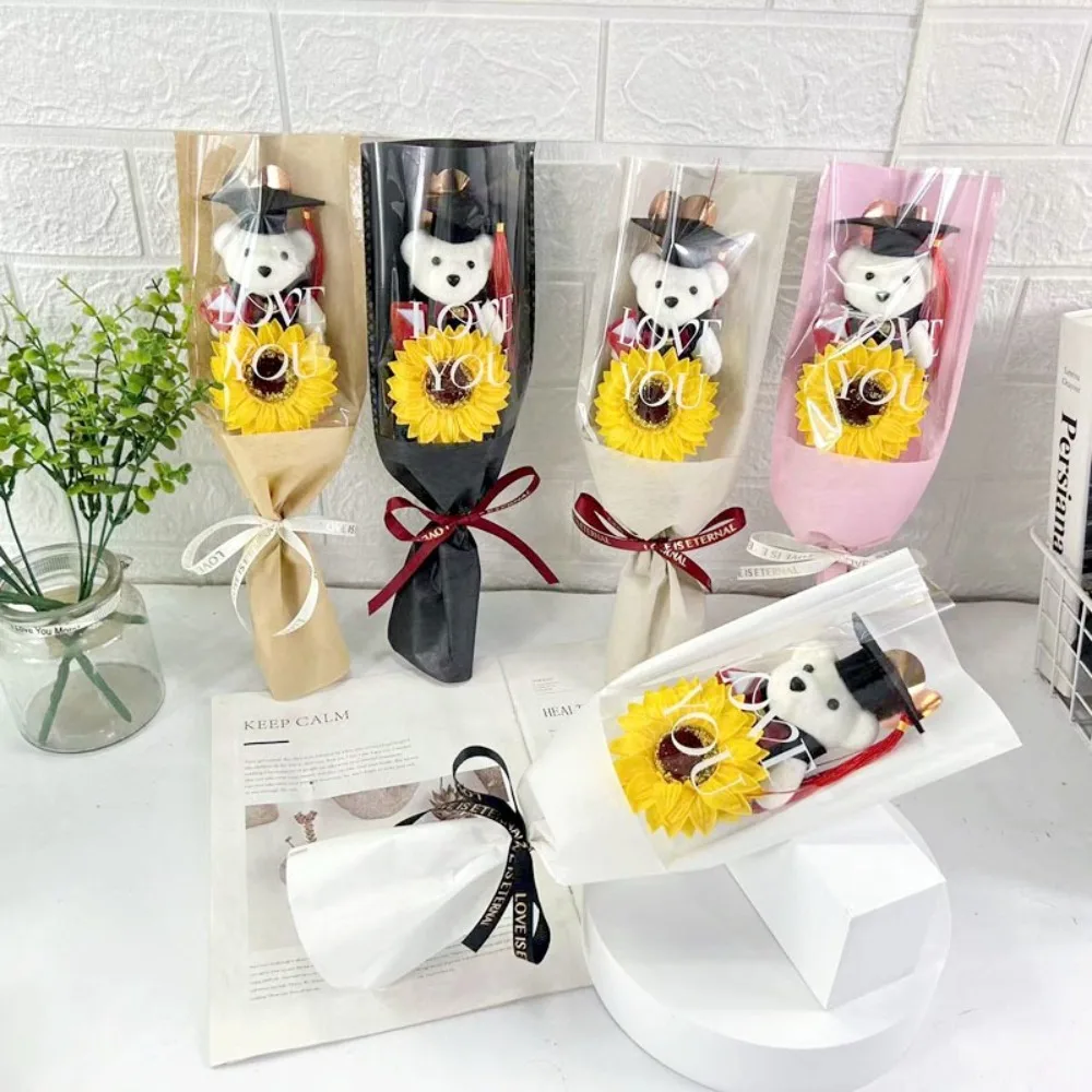 Best Wish Maester Bear Bear Bouquet 36cm Sunflower Animal Bouquet Bouquet Decoration Plush Toy Bear Birthday Party