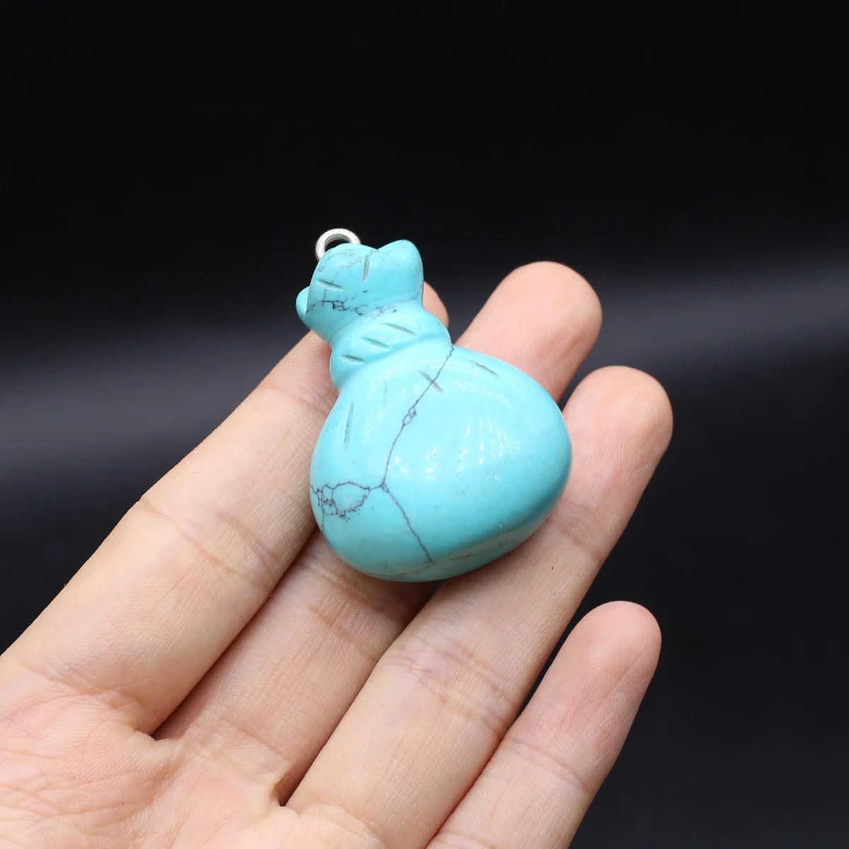 5PCS Crystal Agate Tiger Eye Stone Turquoise Blessing Bag Shape Pendant Natural Semi precious Stone Accessories Jewelry Making