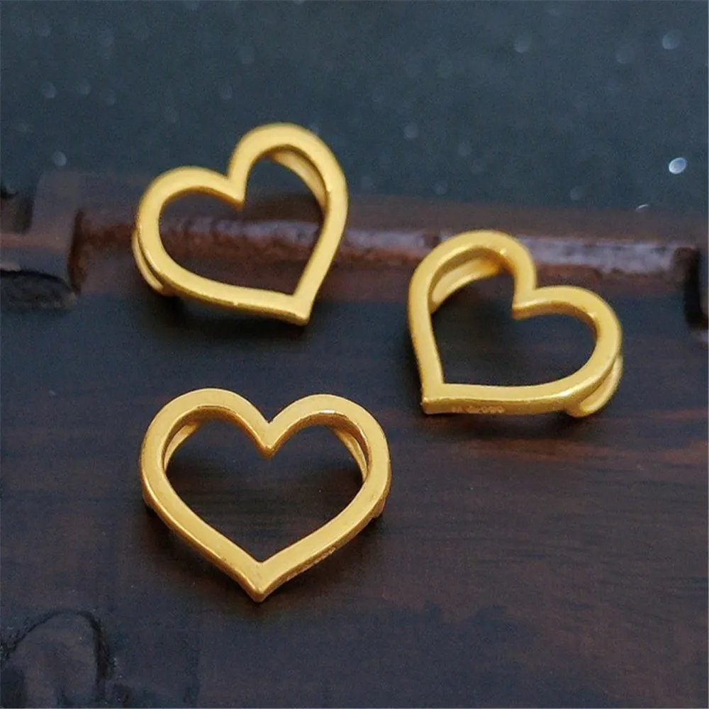 

1pcs Pure 999 24K Yellow Gold Women Lucky Heart Bead Pendant 0.6-0.8g