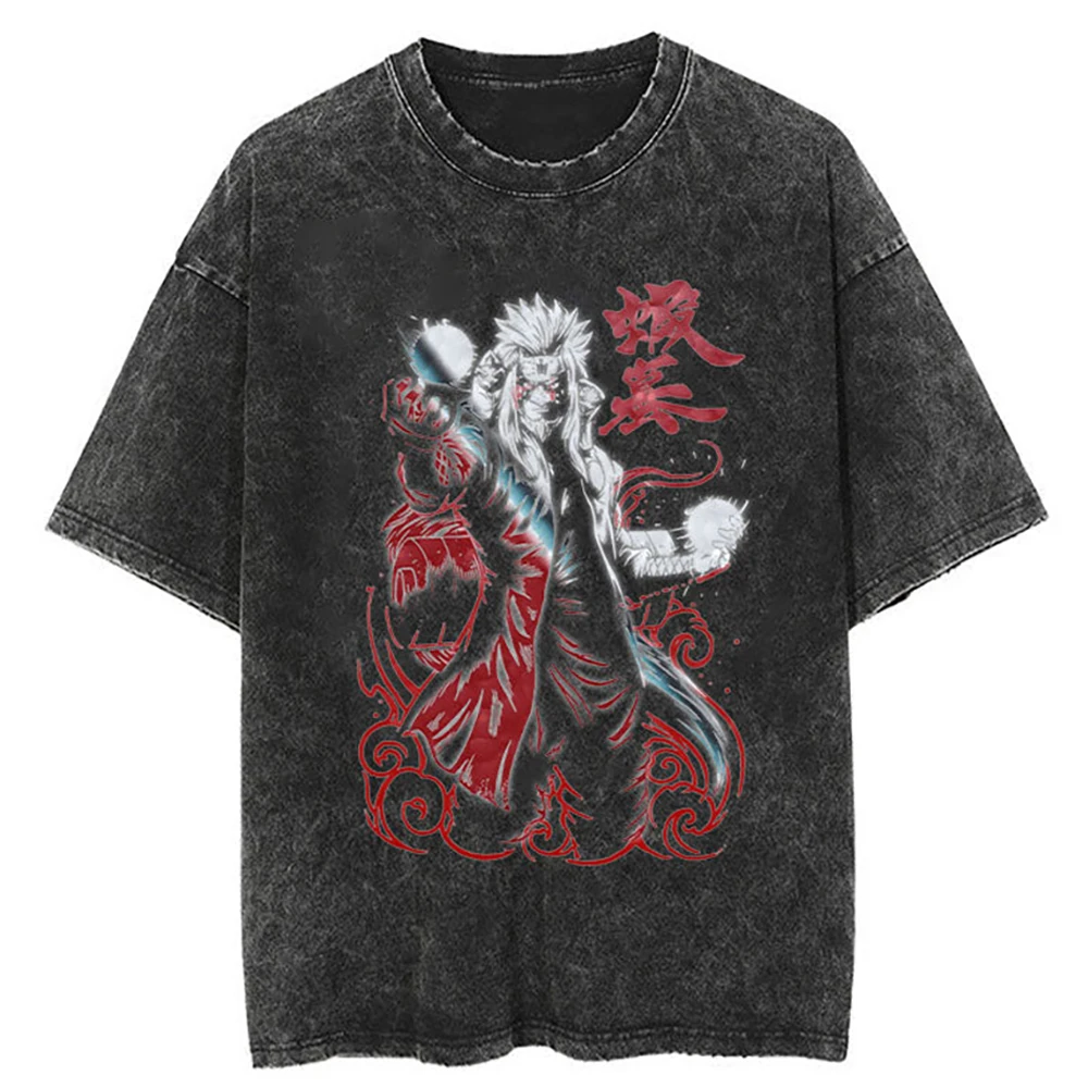 

Men Hip Hop Streetwear Tshirt Washed Black Naruto Graphic T-Shirt 2023 Harajuku Summer Cotton T Shirt Loose Tops Tees