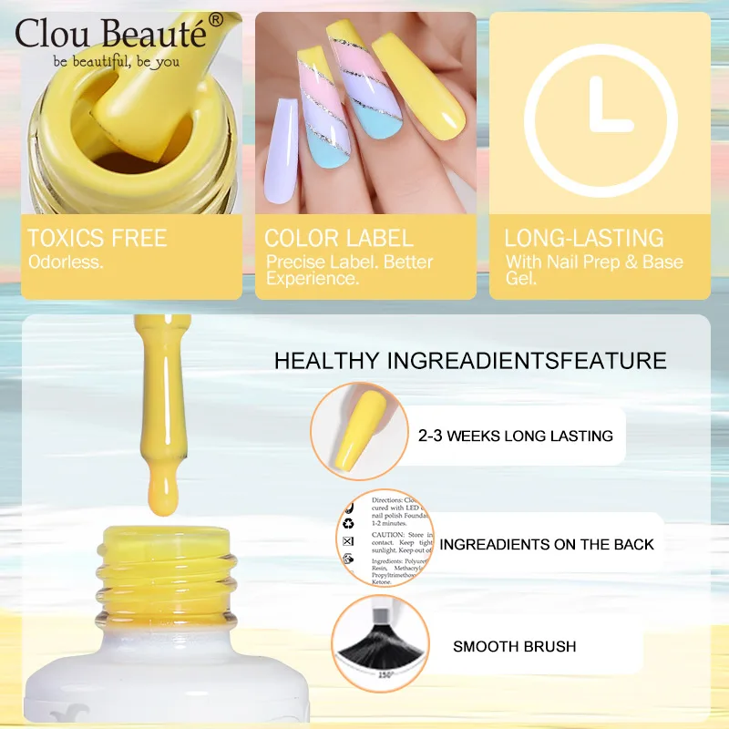 Clou Beaute Transparent French Gel Polish Translucent Nude Pink Red Jelly Glass Milky White Varnish Rainbow Color Nail Art 6