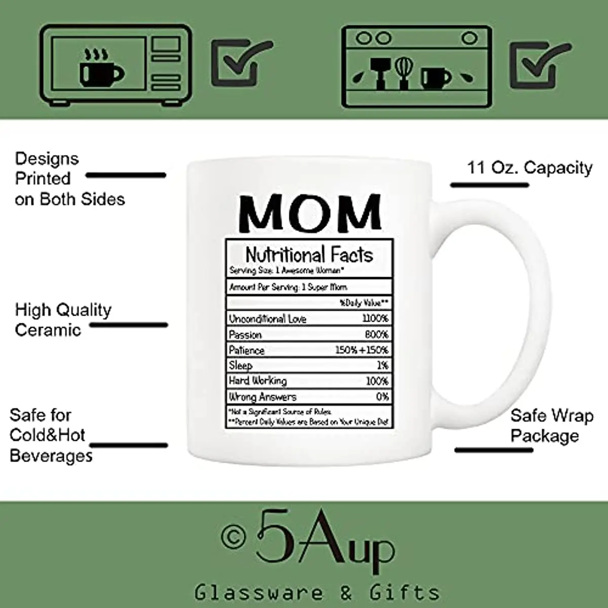 ThisWear Funny Mom Birthday Gifts Mom Nutritional Facts Mug 1