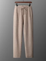 2024 Men's 100% Merino Wool Knit Trousers Autumn Winter Thick Pencil Pants  Soft Warm Cashmere Pants Basic Smart Casual Pants 2