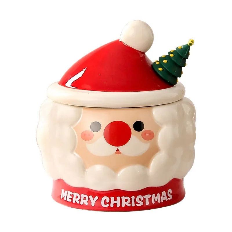 Creative Christmas Ceramic Mug - Cute Cartoon Relief Santa Claus Cup, Practical Home Gift Idea Perfect for Holiday Celebrations
