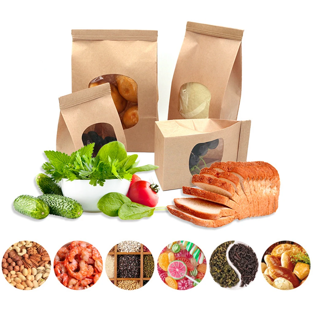50 Pack Kraft Paper Bakery Bags with Transparent Window – Non-Sticky, Sealing Pouches f... - SKU KPBB1616 - UGI Packaging