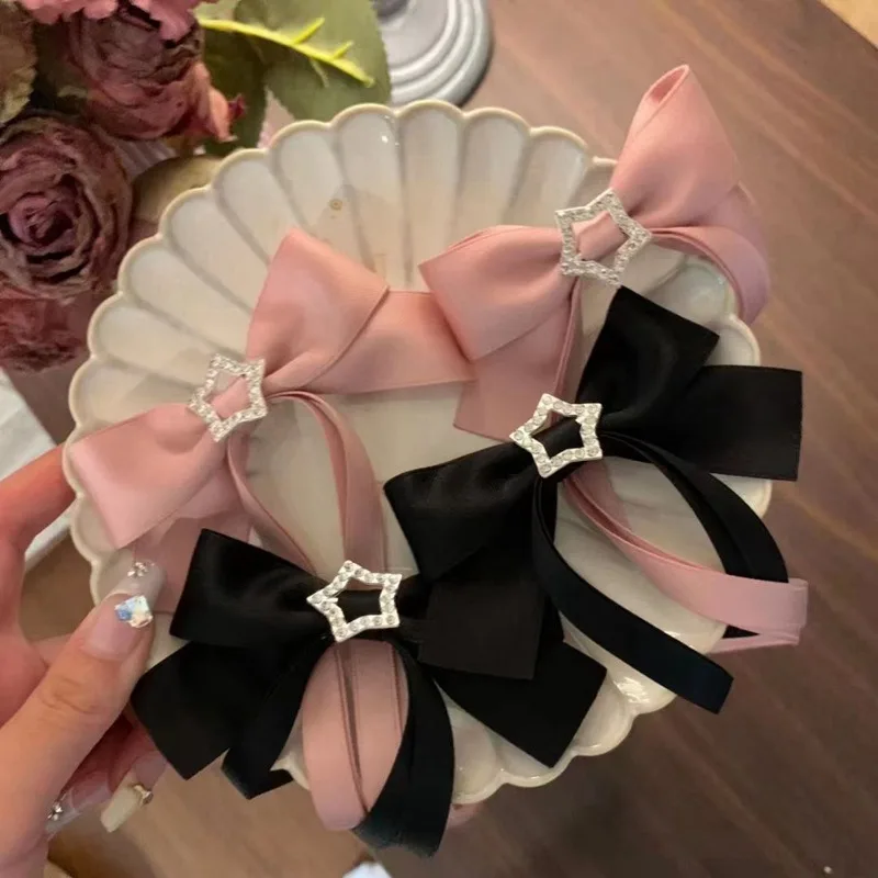 Korean Style Sweet Bow Ribbon Hair Clip Fresh High-end For Girls A Duck Beak Clip The Side For Hair Accessories